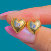Ohrstecker aus 18ct Gold mit Diamant und gewölbtem Herz-Motiv