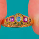 Victorian Ring aus 15ct Gold mit Opal, Smaragd und Pinkem Turmalin, um 1866