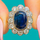Antiker französischer Art Deco Saphir-Diamant-Cluster-Verlobungsring, 5,25ct natürlicher Saphir