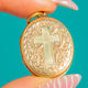 Mini 9ct Gold Cross Engraved Locket