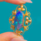 Anhänger aus der Arts & Crafts-Ära aus 9 Karat Gold mit schwarzem Opal, 5,80 ct massiver schwarzer Opal