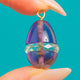 Charmanter Anhänger in Ei-Form aus 9 Karat Gold mit Amethyst und Bergkristall