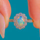 VIVID Edwardian Antiker 18ct Gold Opal-Diamant-Cluster-Ring
