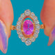French 18ct Gold & Platinum Pink Sapphire & Diamond Navette Cluster Ring, 1.00ct Sapphire