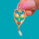 SELTENER irisierender Art Nouveau Anhänger aus 9ct Gold mit Perle, Granat und Emaille