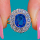 Großer ovaler Cluster-Ring aus 18ct Gold mit Saphir und Diamanten