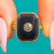 Art Deco 18ct Gold Onyx Diamant Panel-Cocktailring