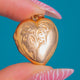 Edwardian 9ct Gold Swirl Engraved Heart Locket