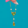 Edwardian Collier aus 18ct Gold mit Citrin und Perlenanhänger