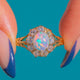 Victorian 18ct Gold Opal Diamond Cluster Ring, 0.80cts Diamonds