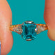 Art Deco 18ct Gold Deep Blue Zircon Diamond Ring, 1.70ct Zircon