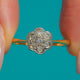 Art Deco Diamond flower cluster ring with beaded outline