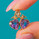 Dainty 9ct Gold Edwardian Amethyst Double Heart Charm, double Amethyst heart front