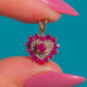 9ct Gold Ruby and Diamond Heart Cluster Pendant, front of Ruby and Diamond heart