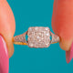 Art Deco 18ct Gold Diamond Square Cluster Engagement Ring, front of square Diamond cluster