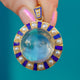Victorian 18ct Gold Rock Crystal Blue Enamel Pendant, Locket Back