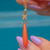 Antique 15ct Gold Coral Pearl Drop Pendant with 18