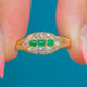 Victorian 18ct Gold Emerald Diamond East to West Cluster Ring