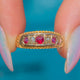 Antique 15ct Gold Ruby Diamond Five Stone Gypsy Ring