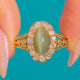Viktorianischer Cat's Eye Chrysoberyll Diamant Halo Ring in 18 Karat Gold