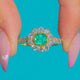 Antique 18ct Gold Emerald Ring with Diamond Halo