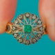 Art Deco 18ct Gold Emerald Diamond Star Cluster Ring