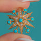 18ct Gold Turquoise & Pearl Star Pendant Brooch