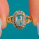 French Art Nouveau 18ct Gold Aquamarine & Marcasite Cluster Ring