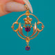 9ct Gold Edwardian Amethyst Flower Openwork Pendant