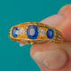 Antique 18ct Gold Natural Sapphire & Diamond Five Stone Boat Ring