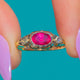 Georgian 14ct Gold Rot Pink Rubellit Turmalin Diamant Ring