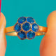 9ct Gold Natürlicher Saphir Blumen-Cluster-Ring