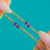 122 cm Antike Kette aus 9ct Gold mit Amethyst & Bergkristall, Station Chain