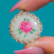 Antique Silver Guilloche Enamel Rose and Marcasite Locket
