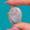 Hübsches Silber-Medaillon mit graviertem Vogel und 9ct Roségold-Details