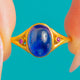 SELTENE antike 18ct Gold-Giftring, 1,80ct natürlicher Saphir-Cabochon MIT Etui