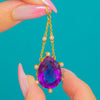 Anhänger im Sternen-Design aus 15ct Gold mit Amethyst (Birnenschliff), Perle und 17,50ct Amethyst