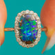 Antique Platinum Solid Black Opal Diamond Cluster Ring, 2.30ct Black Opal