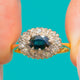 18ct Gold Ost-West Denim-Saphir Diamant Ovalring
