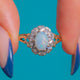 9ct Gold Opal Diamond Flower Cluster Ring