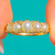 Victorian 18ct Gold Perlen-Fünfstein-Ring mit Diamant-Zwischensteinen