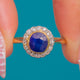 Antique 18ct Gold Royal Sapphire Diamond Cluster Engagement Ring, 1.40ct Natural Sapphire