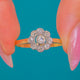 Antiker 18ct Goldring mit Diamant-Daisy-Cluster, 0,50ct
