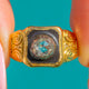 Victorian Ring aus 18ct Gold mit Rosenschliff-Diamant und Emaille