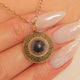 Victorian 15ct Gold Banded Agate Charm with Greek Key Border