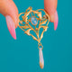 Art Nouveau Anhänger aus 9ct Gold mit Mondstein und Mississippi-Perle in Herzform