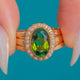 French 18ct Gold Green Tourmaline Pearl Cluster Ring