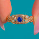 Antiker Ring aus 9ct Gold mit sternförmig gefasstem Saphir und Perle