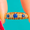 Edwardian 18ct Gold Fünfstein-Saphir-Diamant-Boot-Ring