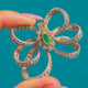 Antiker Anhänger aus Silber & 18ct Gold mit Smaragd und Diamant im Schleifen-Design